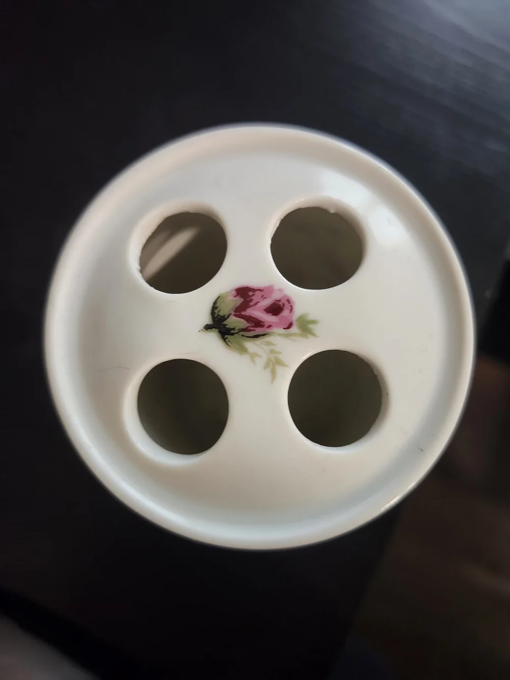 Floral Ceramic Toothbrush Holder  in Pink and Green - Classic Home Accents